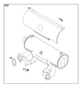 Exhaust Group Diagram and Parts List for 543477-3301-J1 400000 - 699999 Briggs and Stratton Engine